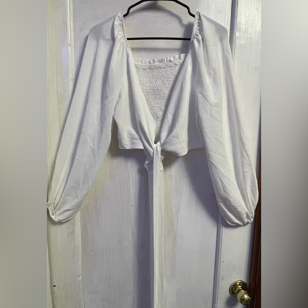 White Tie-Front Blouse